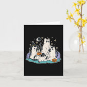 黒猫のゴーストコスチューム - かわいい女性と男性H カード (黄色い花)