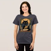 黒猫のサマーソルスティスの魔法の本 トライブレンドTシャツ (正面全面)