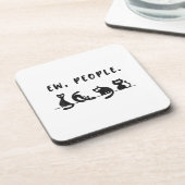 黒猫のシャツおもしろいは人々をニャーニャー猫l コースター (左側)