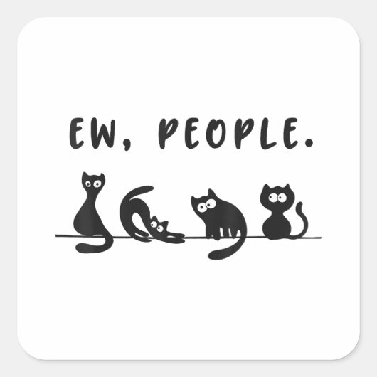 黒猫のシャツおもしろいは人々をニャーニャー猫l スクエアシール (正面)