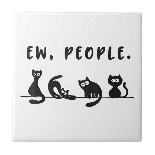 黒猫のシャツおもしろいは人々をニャーニャー猫l タイル (正面)