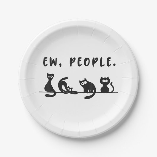 黒猫のシャツおもしろいは人々をニャーニャー猫l ペーパープレート (正面)