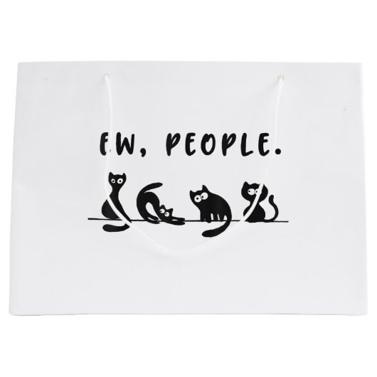 黒猫のシャツおもしろいは人々をニャーニャー猫l ラージペーパーバッグ (正面)