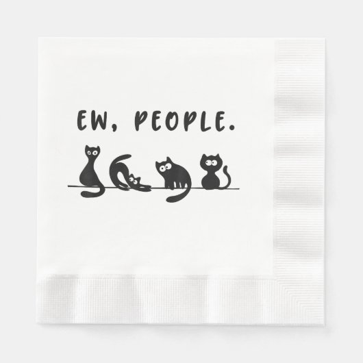 黒猫のシャツおもしろいは人々をニャーニャー猫l 縁ありランチョンナプキン (正面)