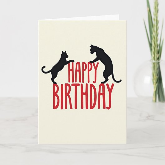 黒猫のシルエットがかっこいい誕生日カード カード (正面)