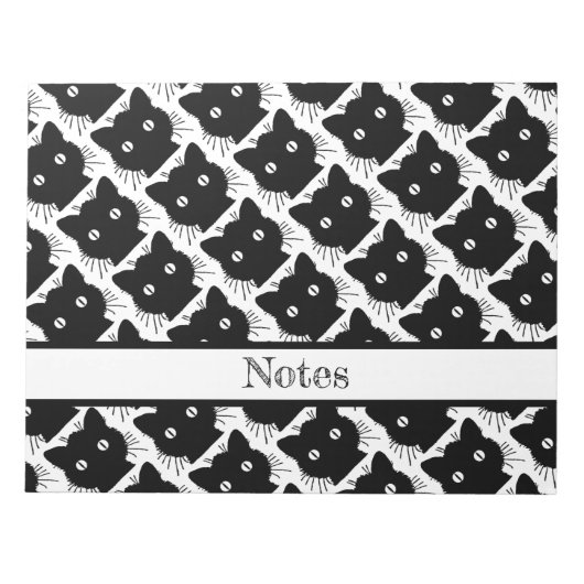 黒猫のシルエットヴィンテージイラストレーション ノートパッド (正面)