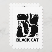 黒猫のシルエット - かわいいネコのデザイン シーズンカード (正面/裏面)