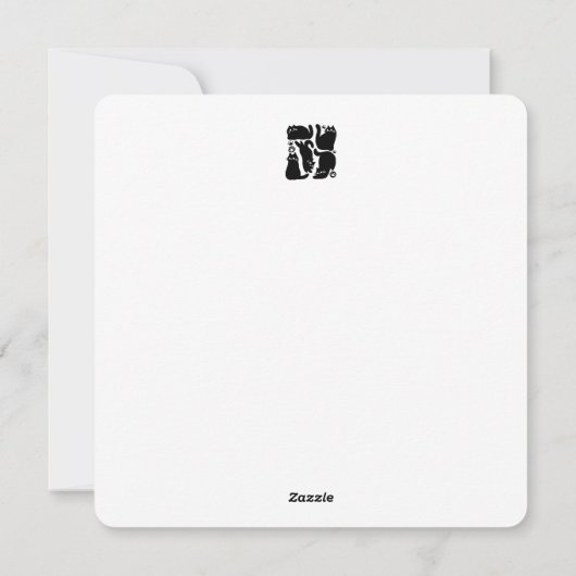 黒猫のシルエット - かわいいネコのデザイン シーズンカード (裏面)