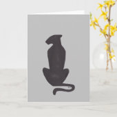 黒猫のシルエット グレーグリーティングカード カード (黄色い花)