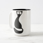 黒猫のシルエット ツートーンマグカップ (正面左)