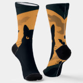 黒猫のシルエット ハロウィン ゴシック 猫  ソックス (傾斜あり)