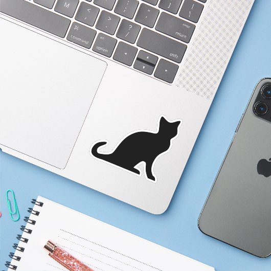 黒猫のシルエット ビニールステッカー シール (ノートパソコンとiPhone)