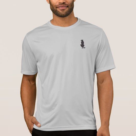 黒猫のシルエット メンズ グレー Sport-Tek Tシャツ (正面)