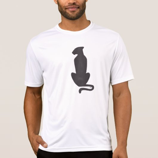 黒猫のシルエット メンズ ホワイト Sport-Tek Tシャツ (正面)