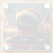 黒猫のジェットコースター クリスマス ガラスコースター (裏面)