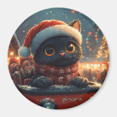 黒猫のジェットコースター クリスマス マグネット (正面)