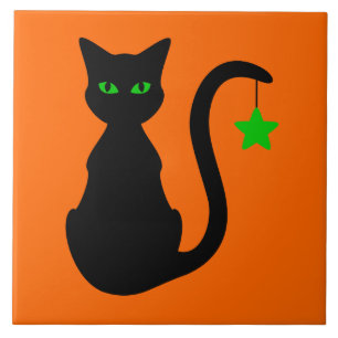 黒猫のセラミックタイル タイル