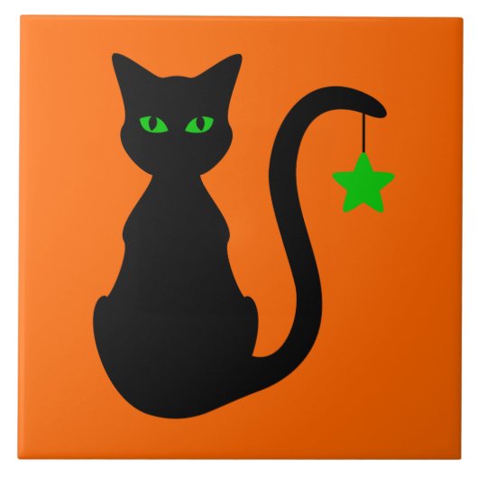 黒猫のセラミックタイル タイル (正面)