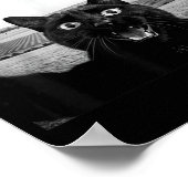 黒猫のセルフィーUFOエイリアン おもしろギフト 男性向け ポスター (角)