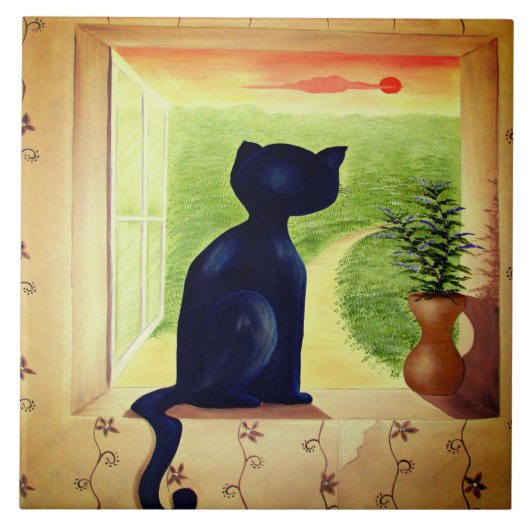 黒猫のタイル タイル (正面)