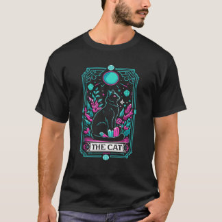 黒猫のタロットカード ハロウィン 魔女 ミスティカル デザイン Tシャツ