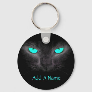 黒猫のターコイズはKeychainを注目します キーホルダー