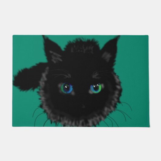 黒猫のドアマット ドアマット (正面)