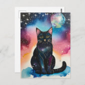 黒猫のナイトウォーター用はがき ポストカード (正面/裏面)