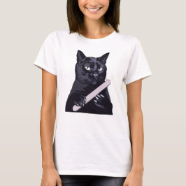 黒猫のネイルファイル マニキュア 楽しい サッシー イラスト Tシャツ
