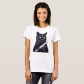 黒猫のネイルファイル マニキュア 楽しい サッシー イラスト Tシャツ (正面フル)