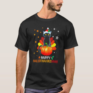 黒猫のハロウィンとメリークリスマス ハッピーホール Tシャツ