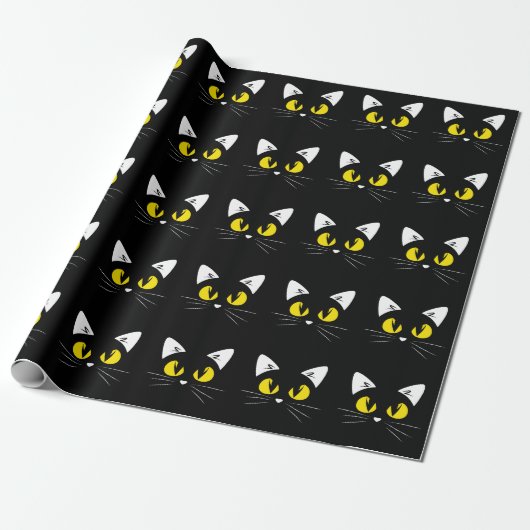 黒猫のハロウィンのかわいい誕生日 ラッピングペーパー (アンロールド)