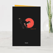 黒猫のハロウィンのバースデー・カードを遠ぼえするレトロ カード (裏面)