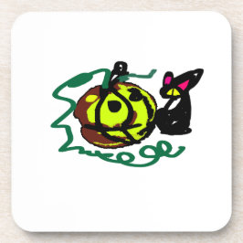 黒猫のハロウィンアート コースター