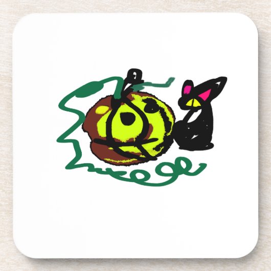 黒猫のハロウィンアート コースター (正面)