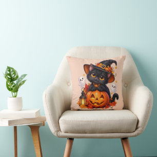 黒猫のハロウィンカボチャのクッション クッション