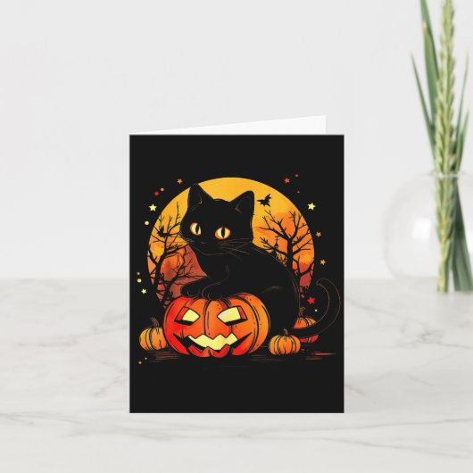 黒猫のハロウィンカボチャ カード (正面)