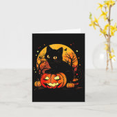 黒猫のハロウィンカボチャ カード (黄色い花)