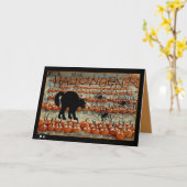 黒猫のハロウィンカード カード (黄色い花)