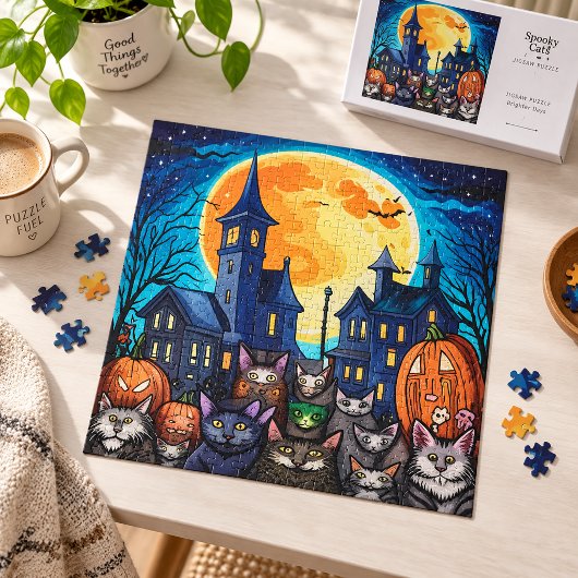 黒猫のハロウィンナイト 幽霊の村 ジグソーパズル