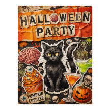 黒猫のハロウィンパーティーポスター