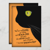 黒猫のハロウィンパーティー招待状 招待状 (正面/裏面)
