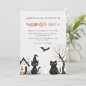 黒猫のハロウィンパーティー招待状 招待状 (スタンド正面)