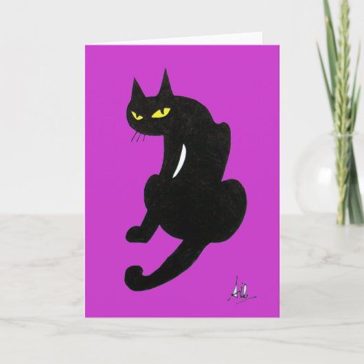 黒猫のハロウィンパーティー カード (正面)