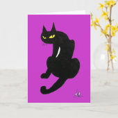 黒猫のハロウィンパーティー カード (黄色い花)