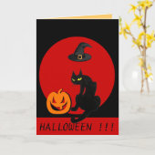 黒猫のハロウィンパーティー カード (黄色い花)