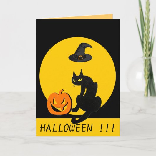 黒猫のハロウィンパーティー カード (正面)