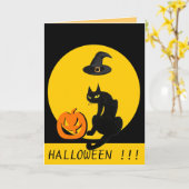 黒猫のハロウィンパーティー カード (黄色い花)