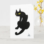 黒猫のハロウィンパーティー カード (黄色い花)