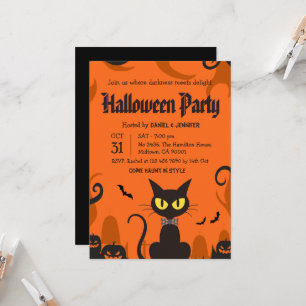 黒猫のハロウィンパーティー ゴーストパンプキン スプーキー 招待状